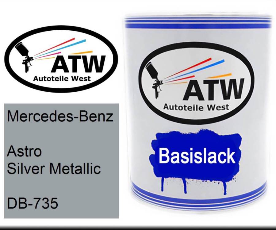 Mercedes-Benz, Astro Silver Metallic, DB-735: 1L Lackdose, von ATW Autoteile West.